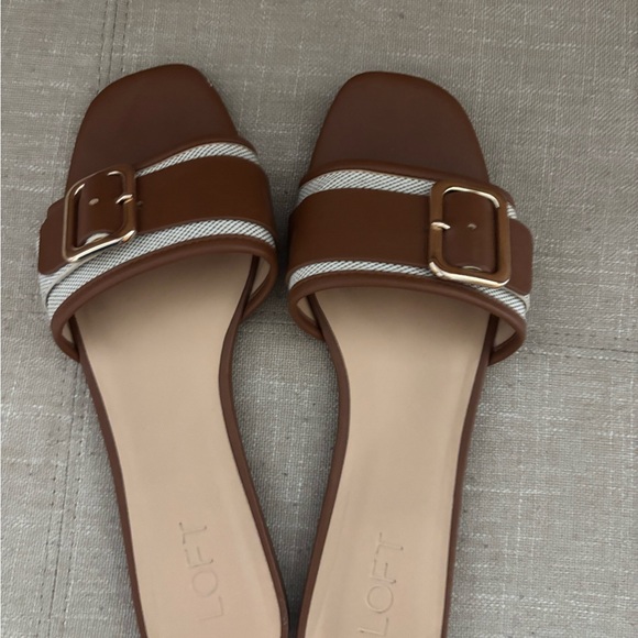 LOFT Shoes - LOFT Brown and Cream Buckle Slide Sandals